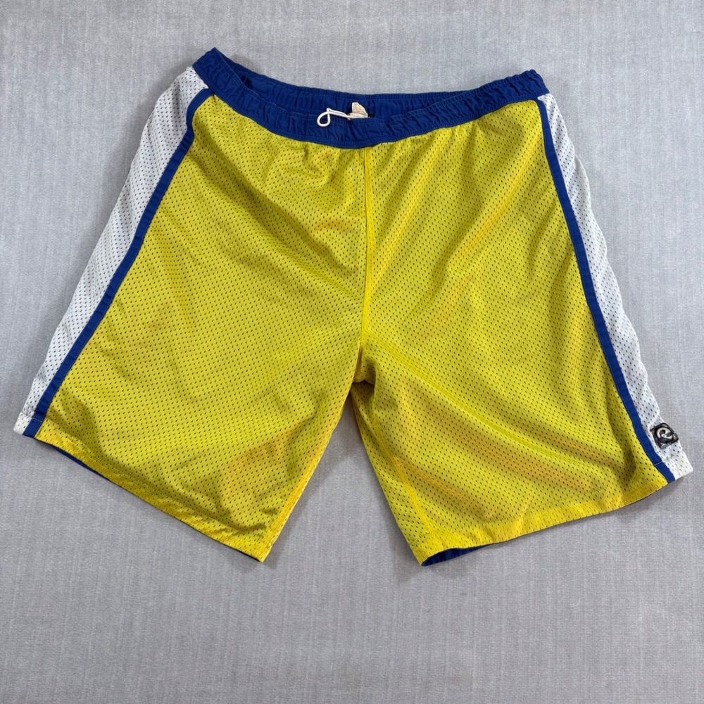 Redsand Shorts Mens XL Yellow Blue Mesh Athletic Retro Skate Surf Y2K